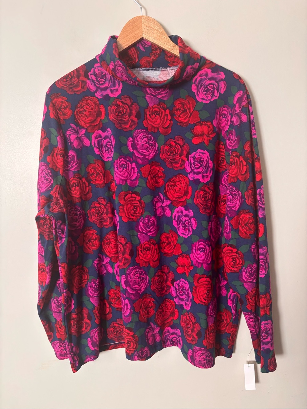 Talbots Tee Rose print Turtleneck plus size 3x NEW!
